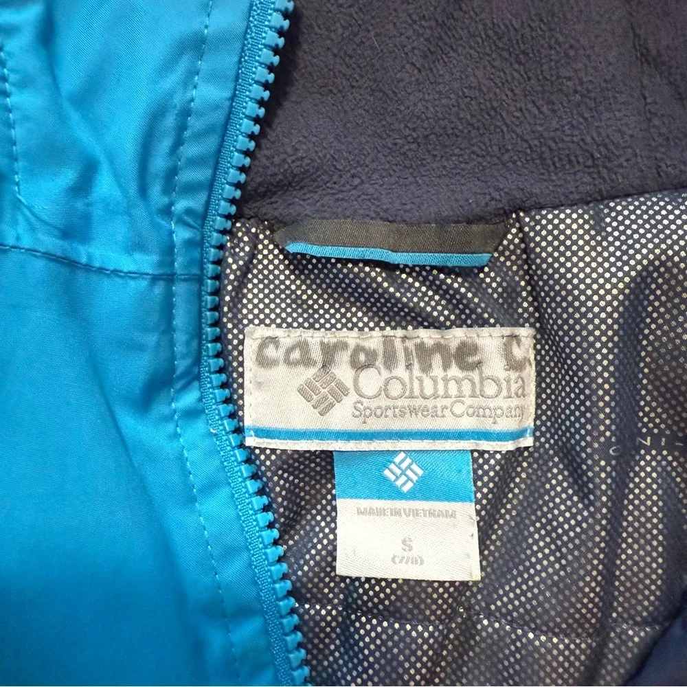 Columbia Kids Omni-Heat Two Tone Blue‎ Coat Hooded Insulated Winter Snow 7/8 S